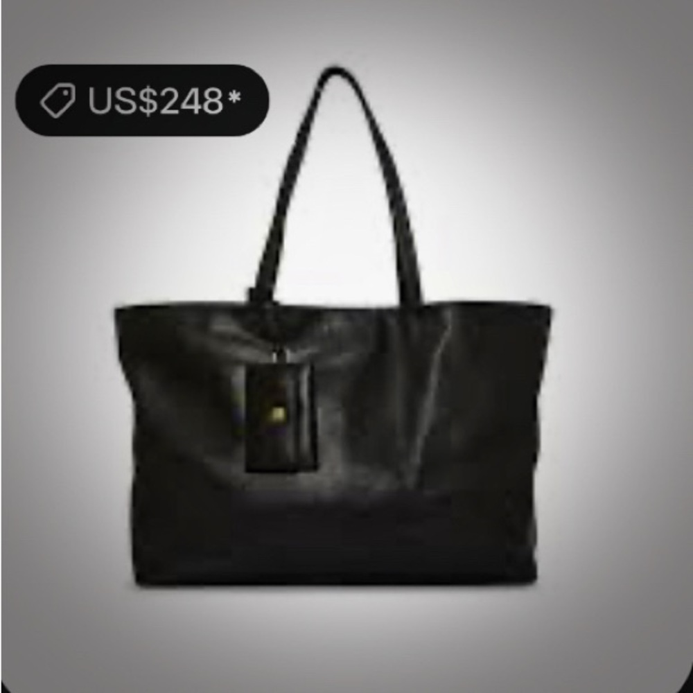 Vintage Y2K Lucky Brand Black soft Leather Tote Bag with keychain wallet laptop - Picture 3 of 17